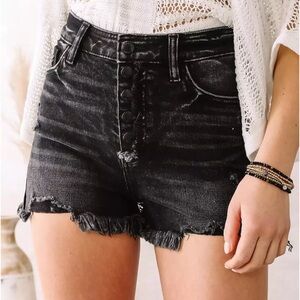 KanCan Black Distressed Denim Shorts